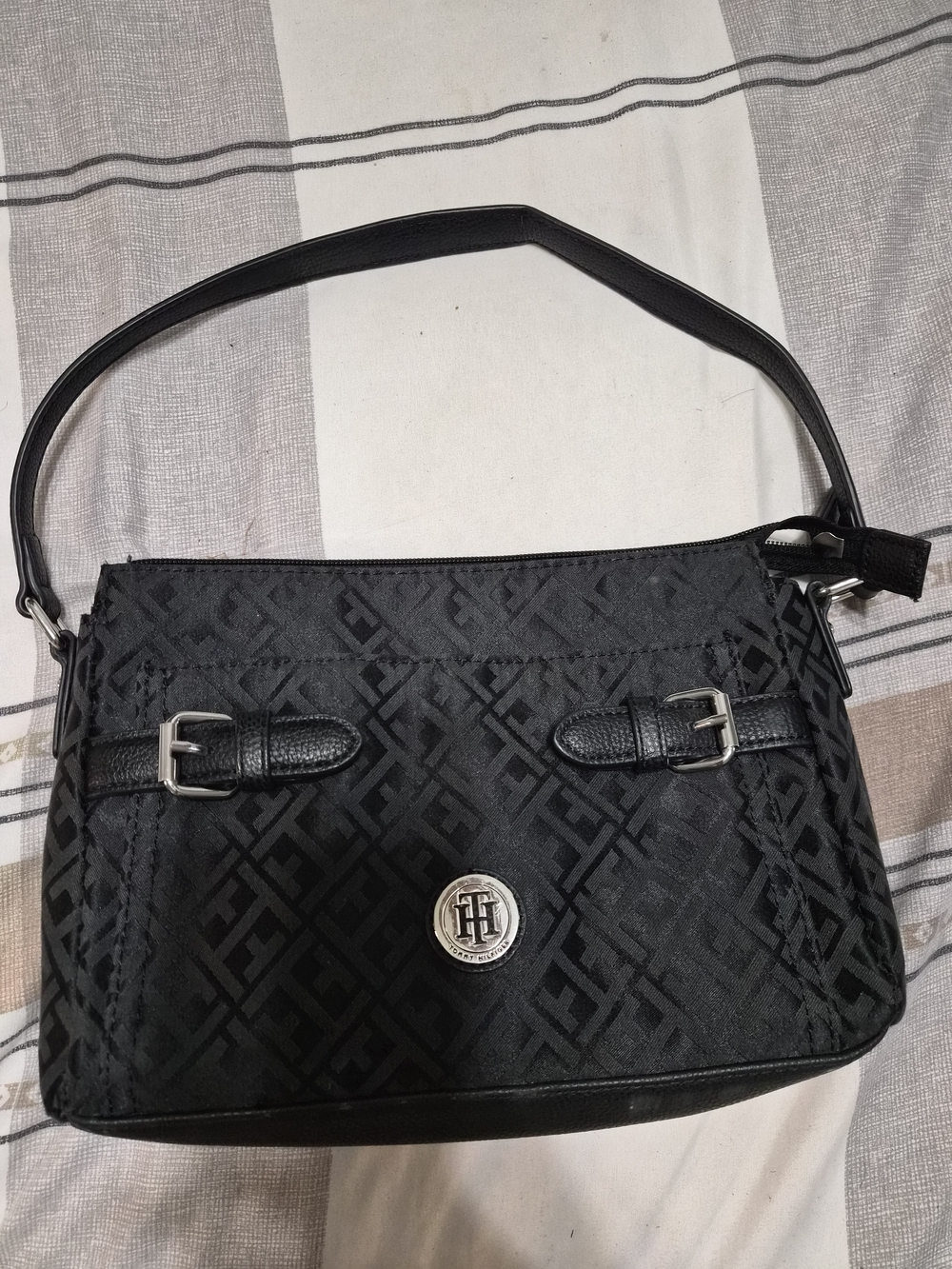 Tommy Hilfiger Black Jacquard Shoulder Bag